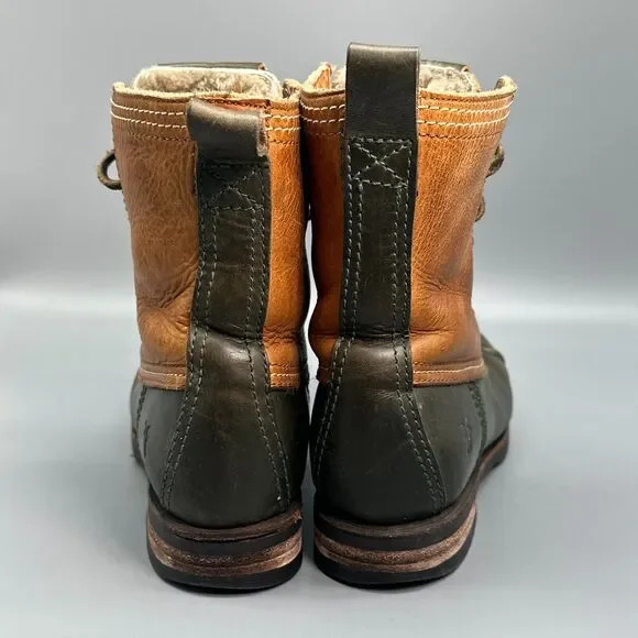 Frye Veronica Women's 6.5 Brown Leather Shearling Duck Boots Lace-Up Mid-Calf - Picture 7 of 12